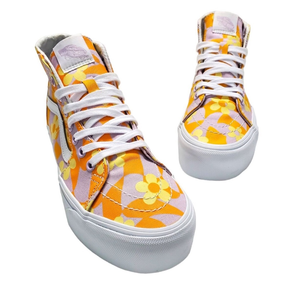 Vans Floral High-Top Sneakers in Orange and Yellow
